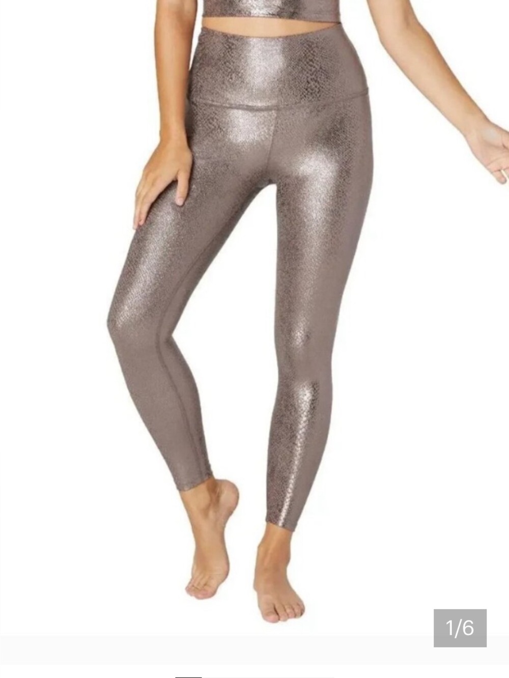 Beyond Yoga Metallic Taupe High-Rise Leggings